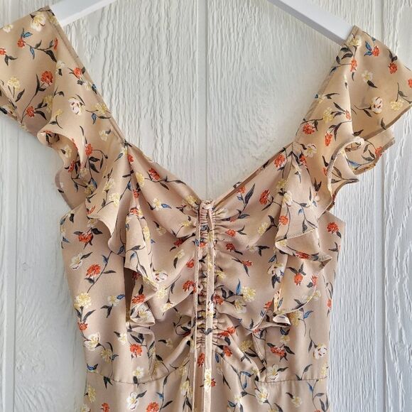 J.O.A. Besk Beige Floral Pring Ruffled Mini Dress - Picture 6 of 9